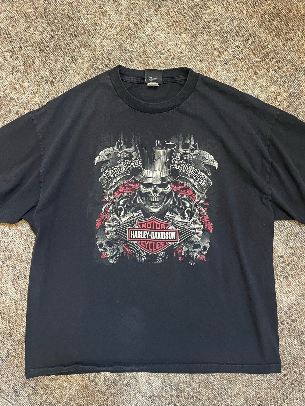 Vintage Harley-Davidson Bravado Black Graphic Skull Tee 2XL Cotton
